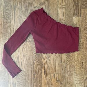 SHEIN one sleeve red crop top